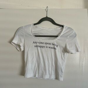 White Graphic Tee with Quote